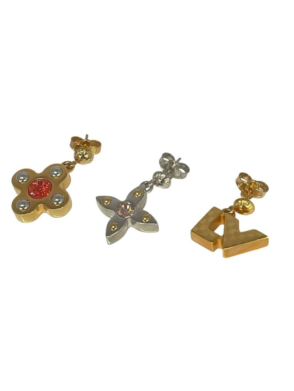 Louis Vuitton Earrings Boucles D'oreilles Love Letters GM Gold Silver Multi